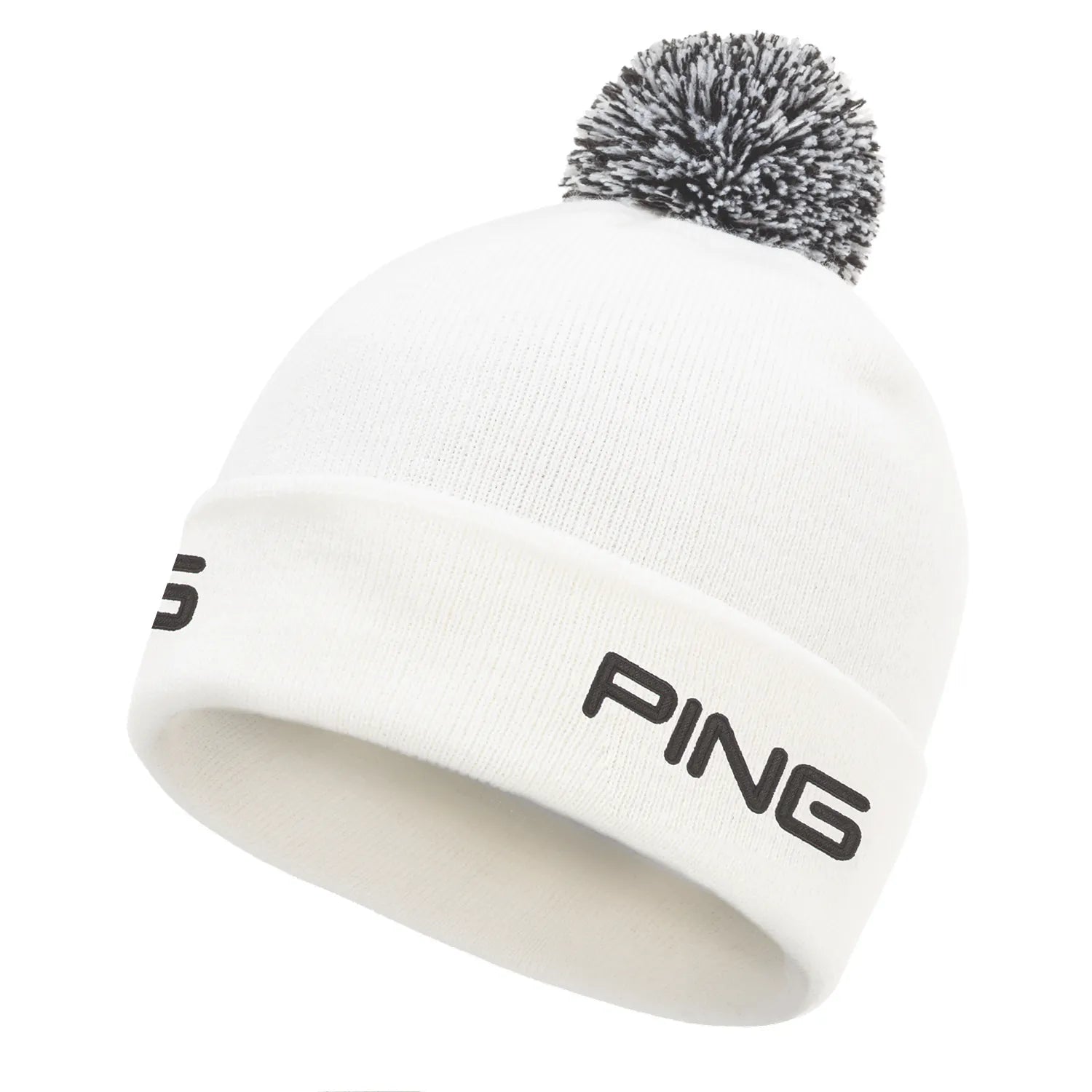 Ping Cresting Knit Bobble Golf Beanie - White Ping Cresting Knit Bobble Golf Beanie - White