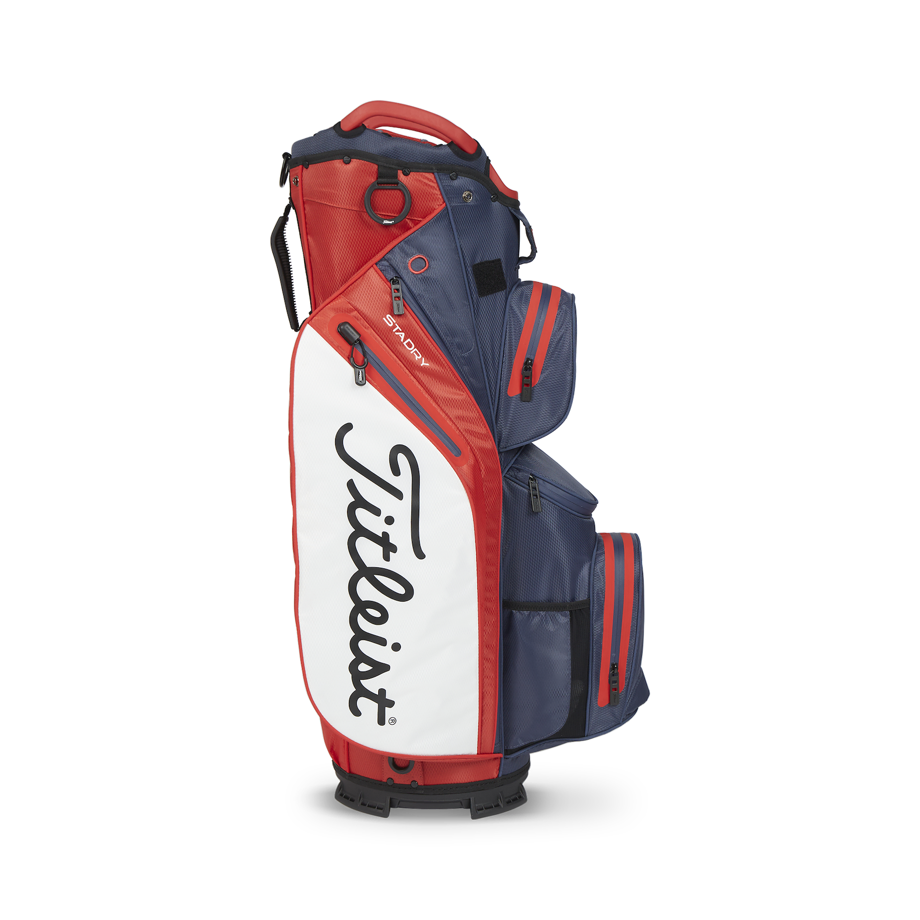 Titleist 2023 Cart 14 Stadry Golf Cart Bag - Navy/Red/White Titleist 2023 Cart 14 Stadry Golf Cart Bag - Navy/Red/White