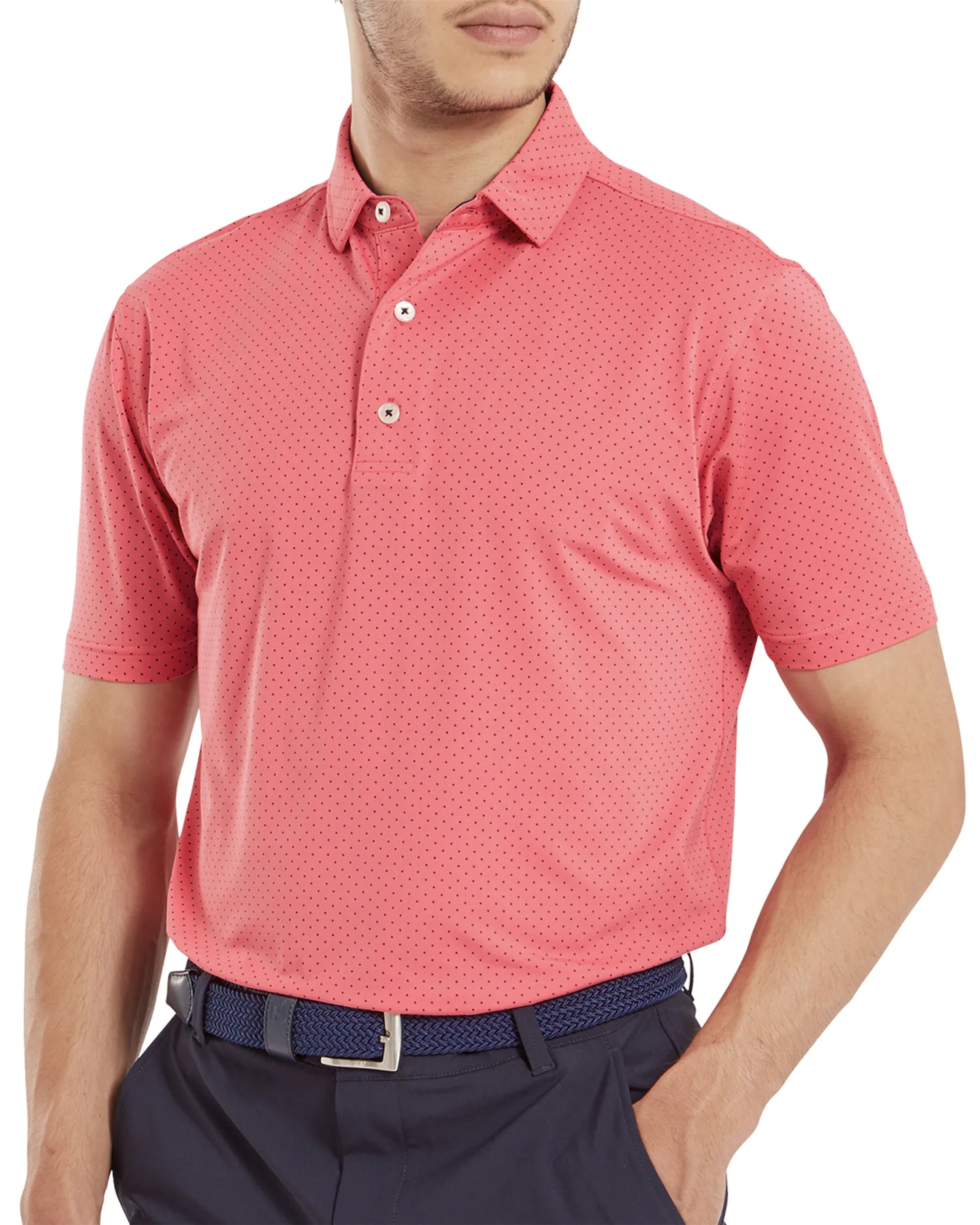 FootJoy Stretch Lisle Dot Print Polo Shirt SS24