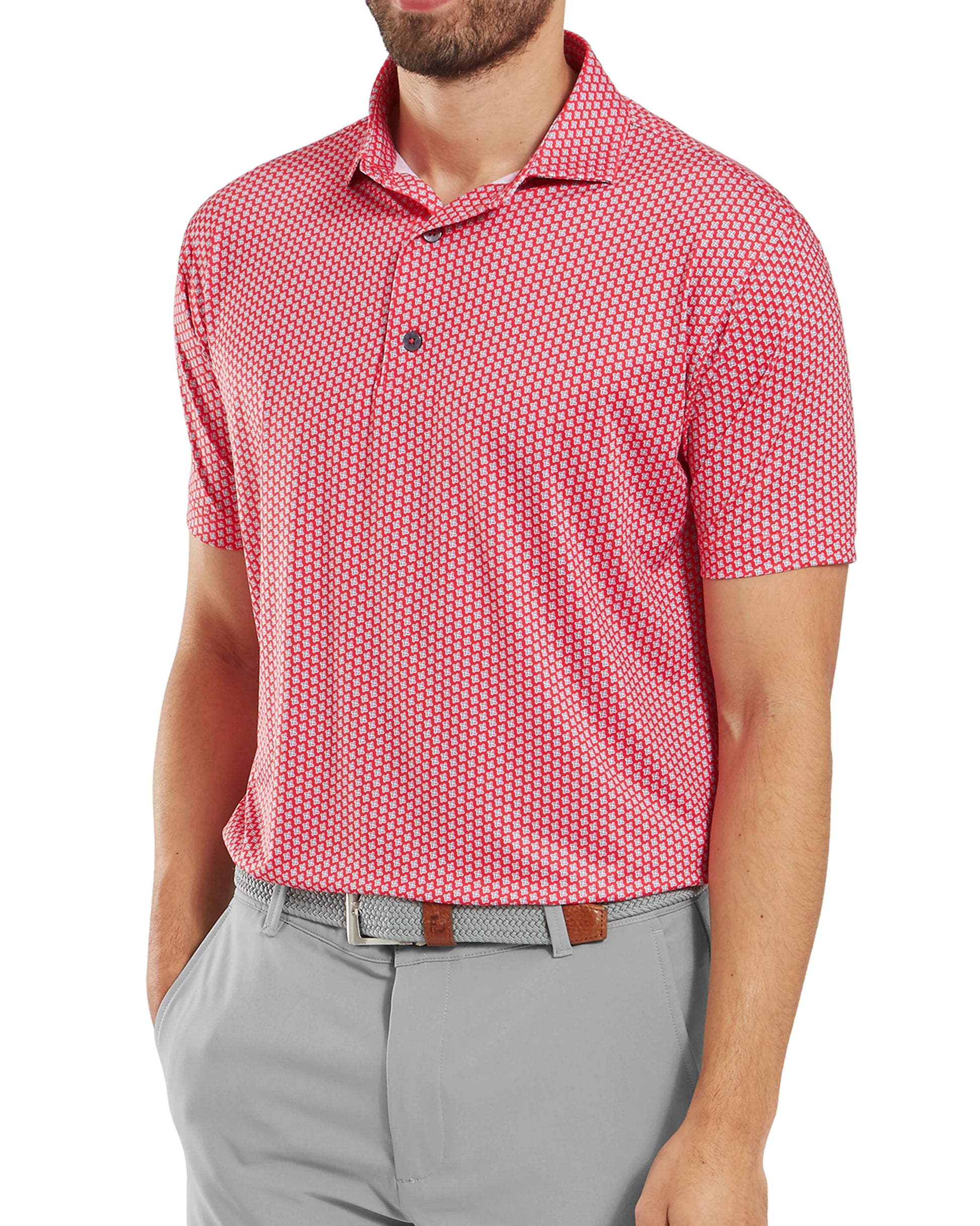 FootJoy Houndstooth Geo Lisle Golf Polo SS25