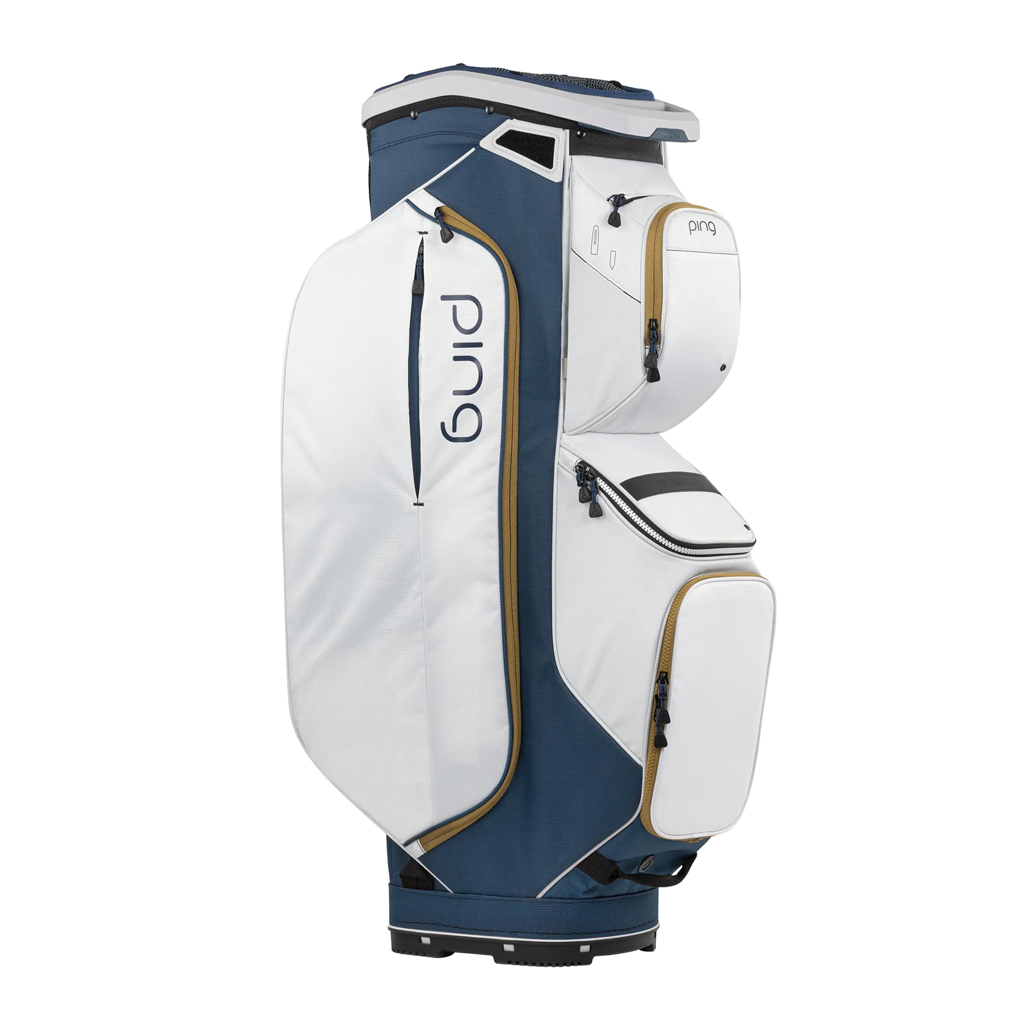 Ping Traverse 244 Golf Cart Bag - Navy/Platinum/Gold Ping Traverse 244 Golf Cart Bag - Navy/Platinum/Gold