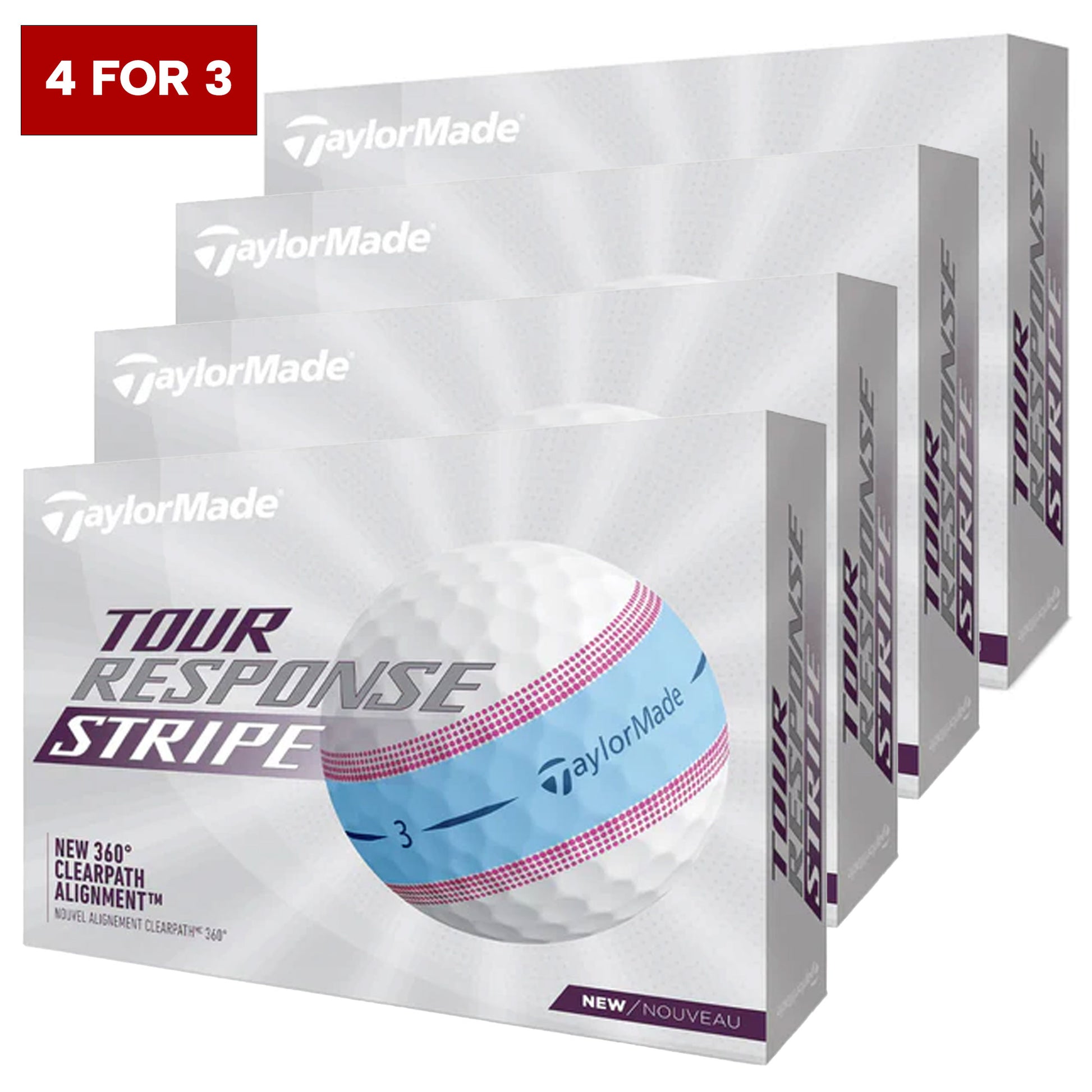 TaylorMade Tour Response Stripe Blue / Pink Golf Balls Multipack